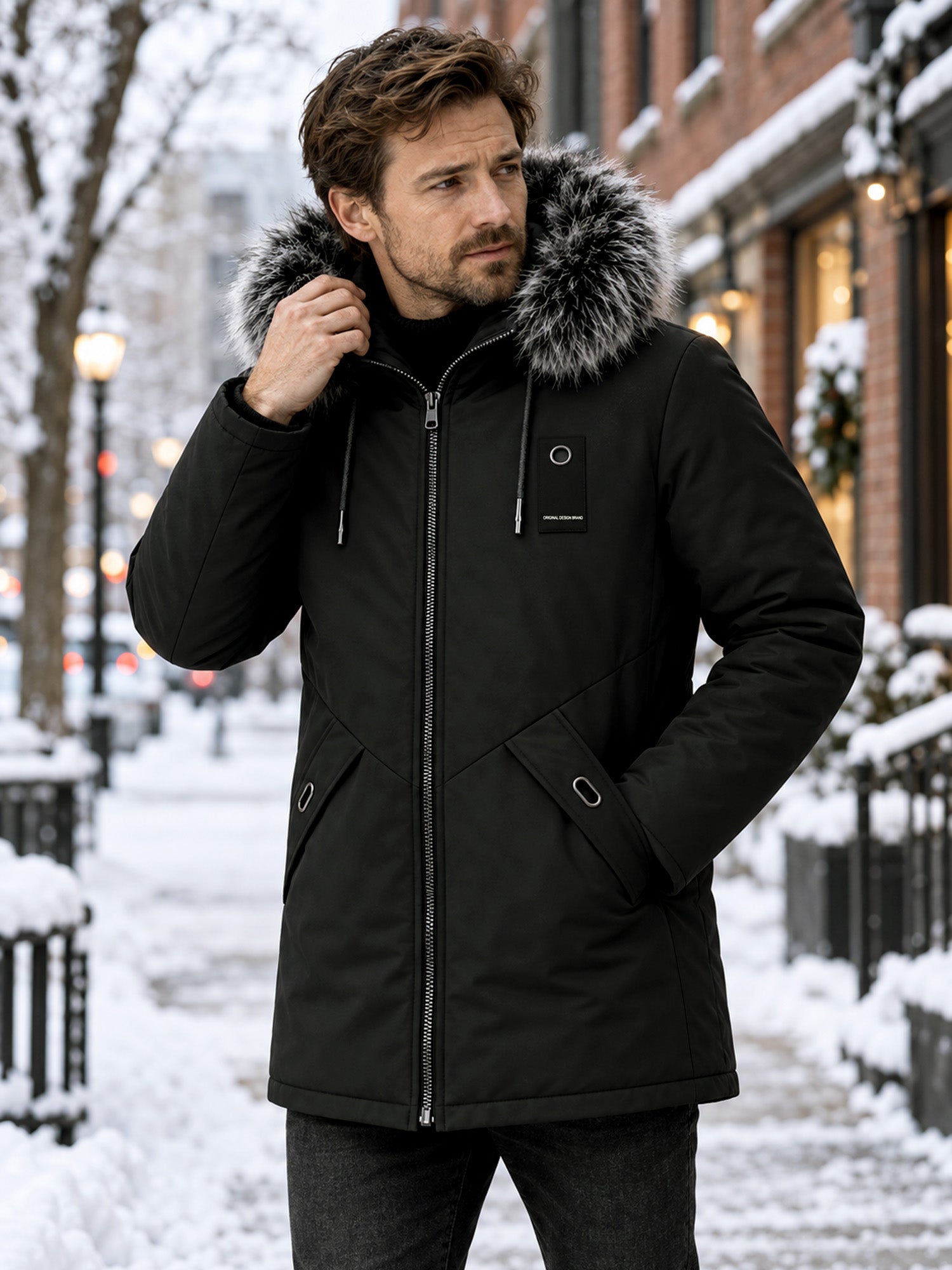 ✨ Men's Windproof Hooded Thermal Mid-Length Parka Jacket