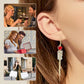 Red Peach Heart with Digital Tassel Earrings