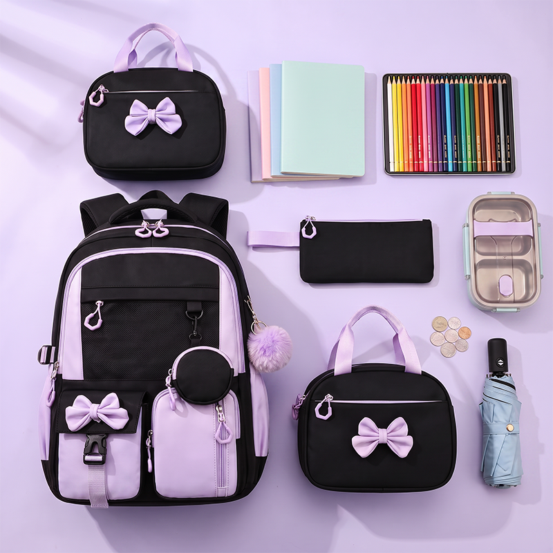Cute Bowknot Backpack Set for Girls