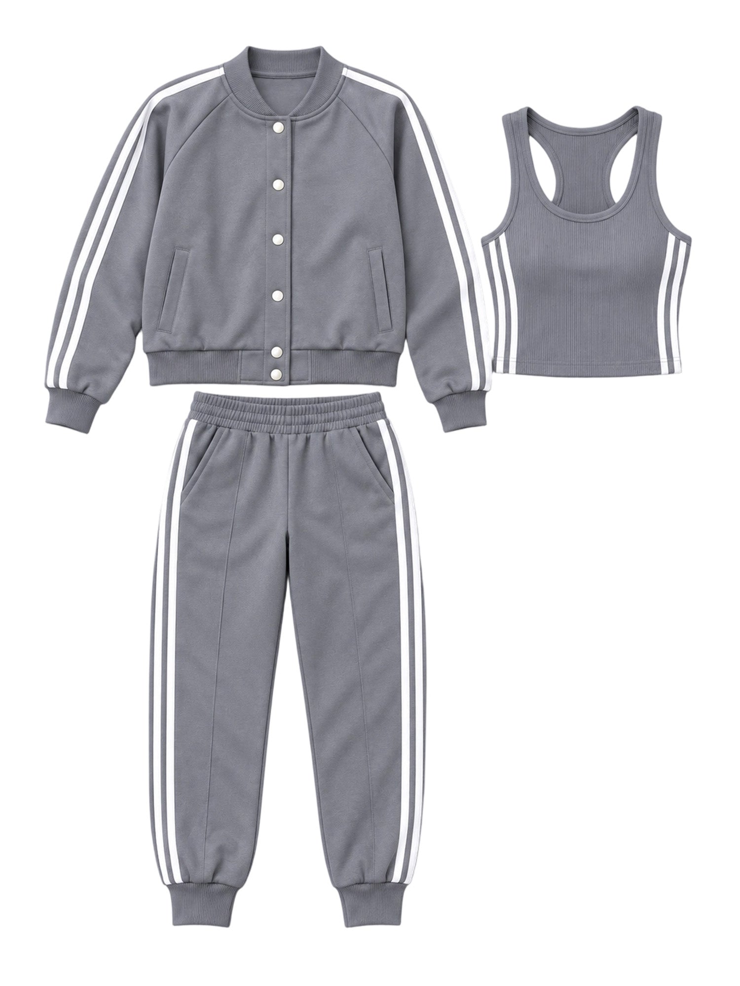 Women's Casual 3-Piece Set - Jacket, Tank Top & Pants