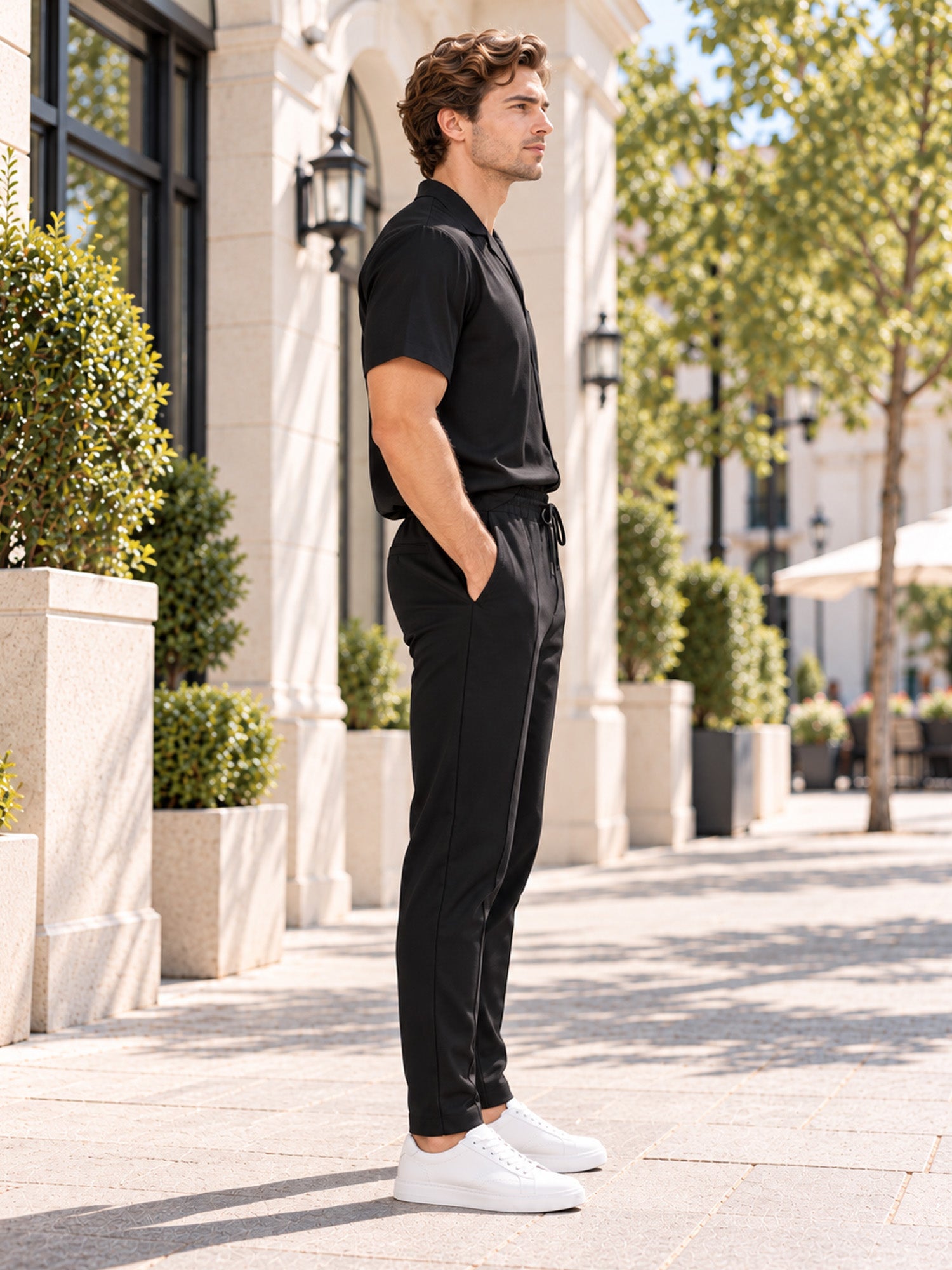 Men's Drawstring Waist Straight-Leg Pants