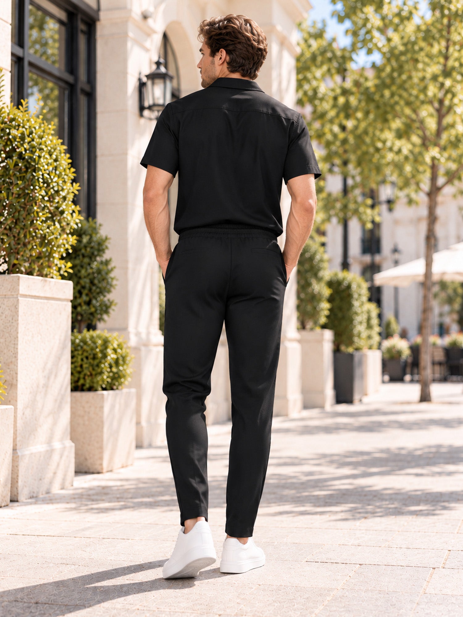 Men's Drawstring Waist Straight-Leg Pants