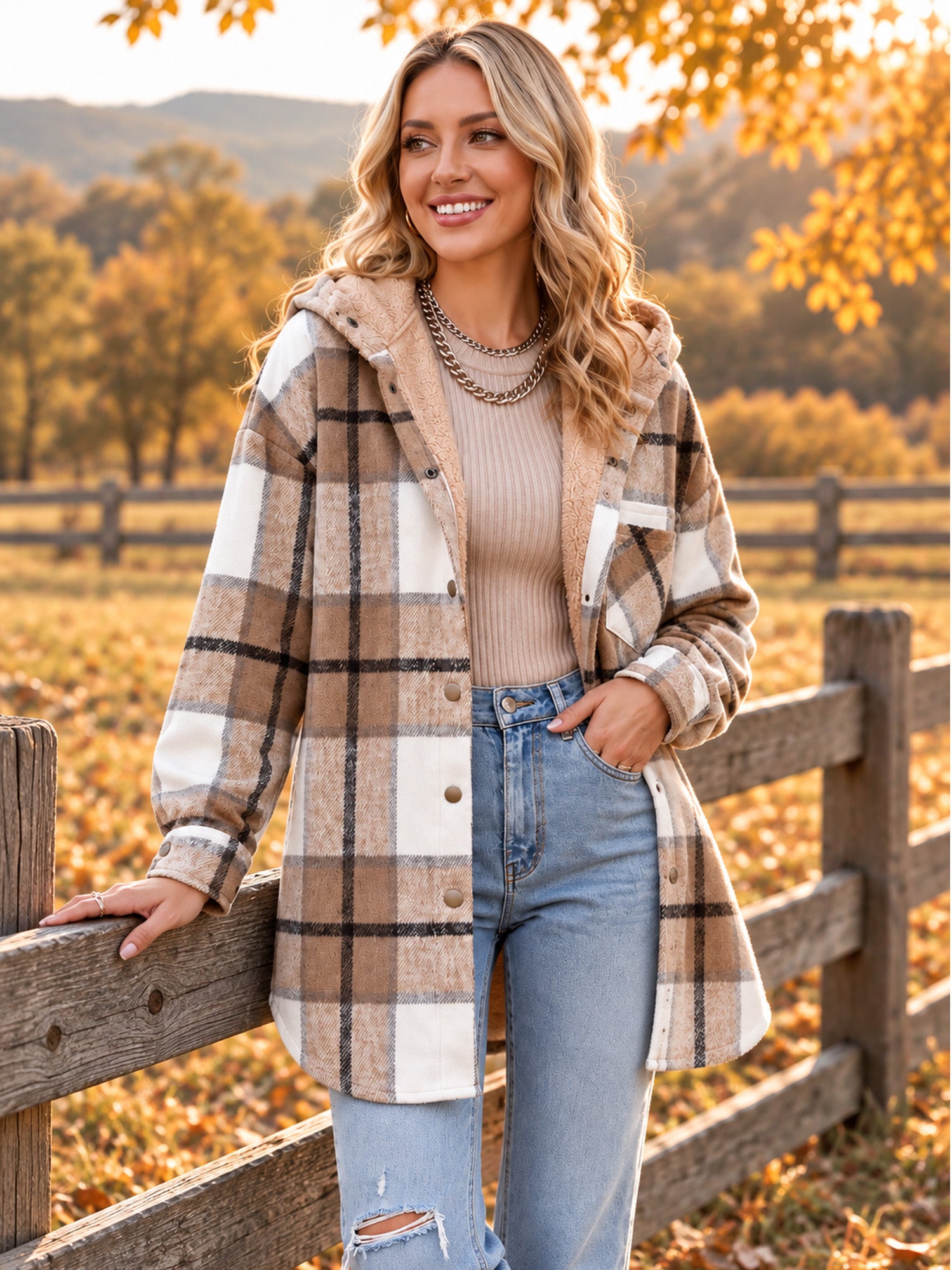 🎉 Last Day Promotion-55% OFF 🧸 Women’s Classic Cozy Plaid Hooded Jacket