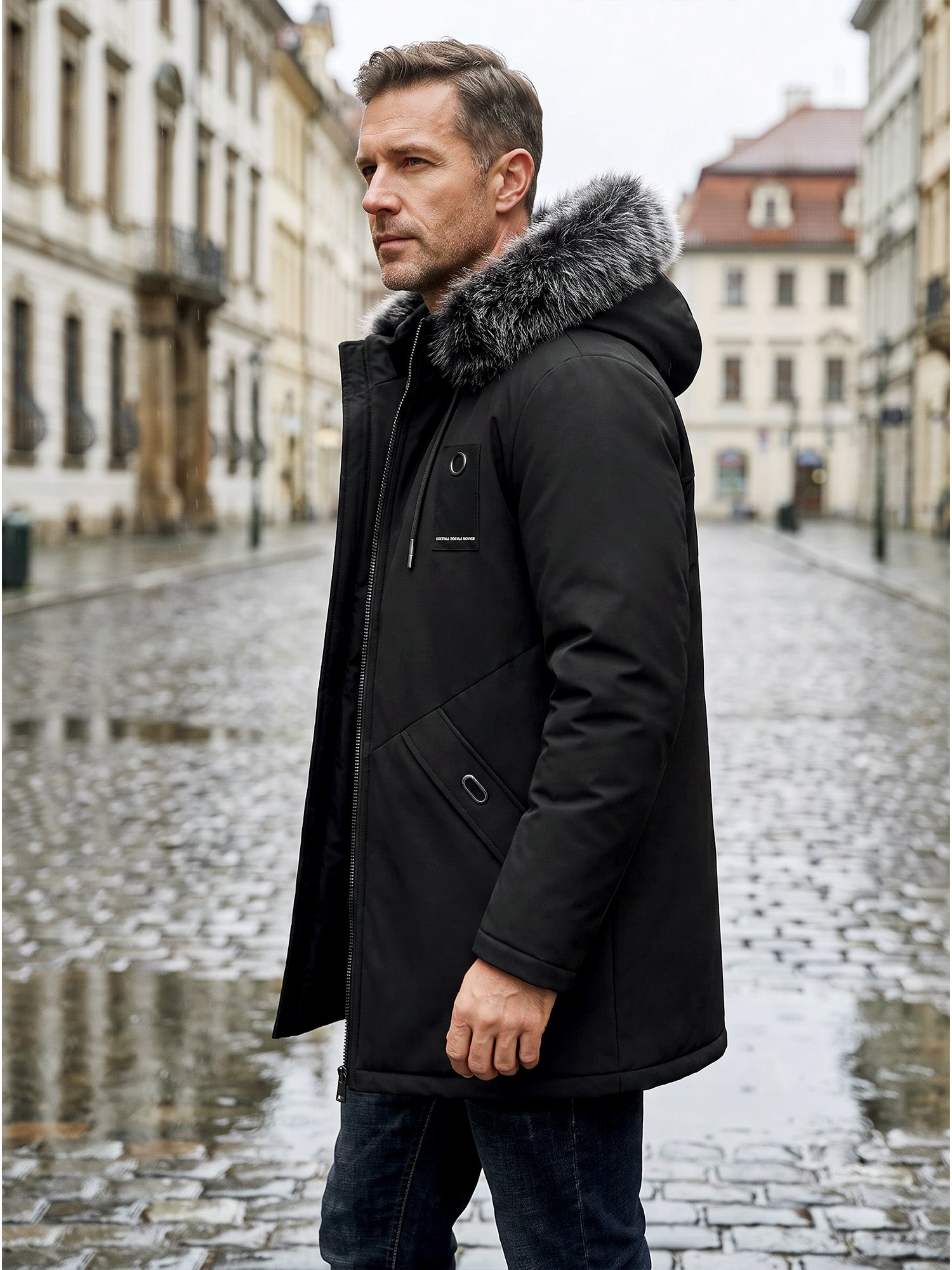 ✨ Men's Windproof Hooded Thermal Mid-Length Parka Jacket