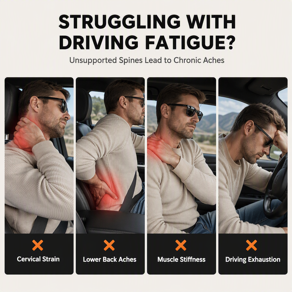 Premium Car Seat Headrest & Lumbar Support Cushion