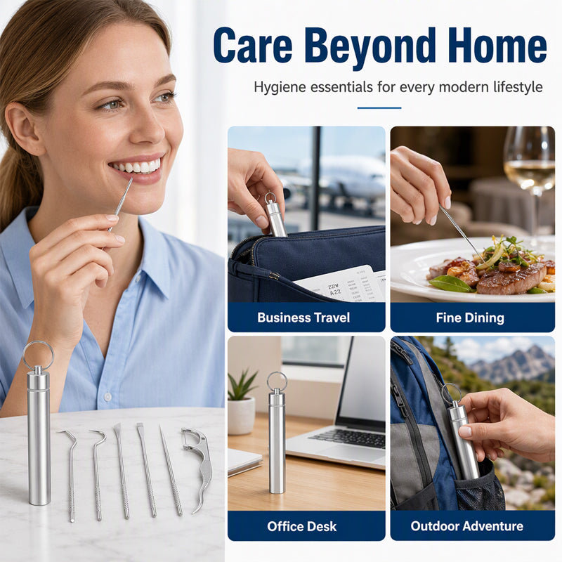 🔥 50% OFF Today! Reusable Stainless Steel Toothpick Set 🦷 Durable & Hygienic