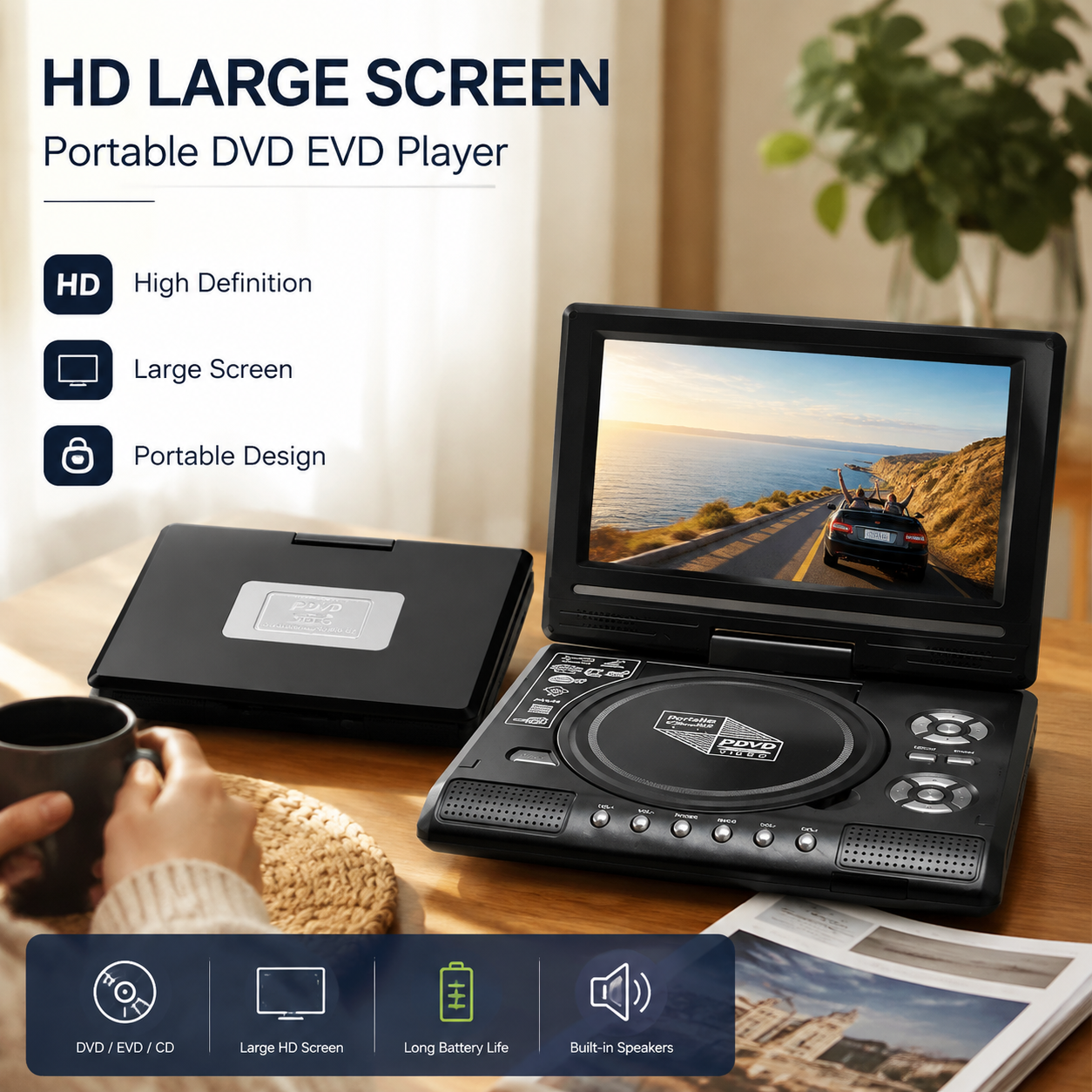 📺 7.8" HD Portable DVD/EVD Player 🔥 50% OFF