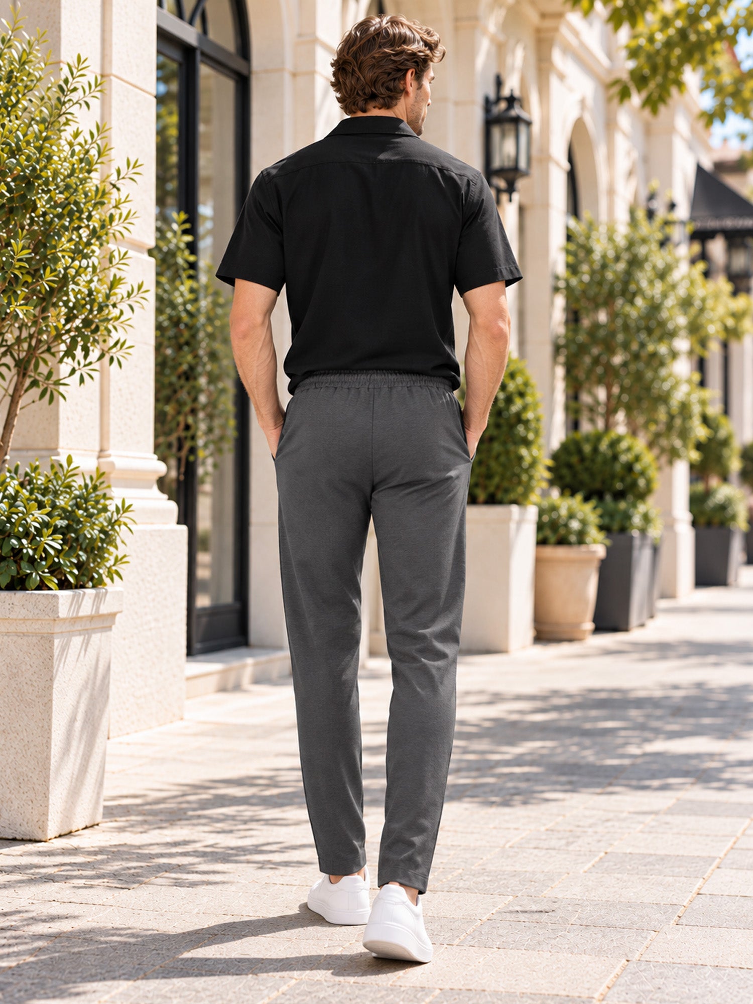 Men's Drawstring Waist Straight-Leg Pants