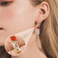 Red Peach Heart with Digital Tassel Earrings