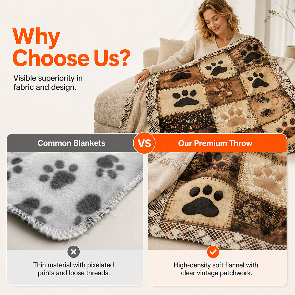 Cute Paw Print Soft Flannel Blanket