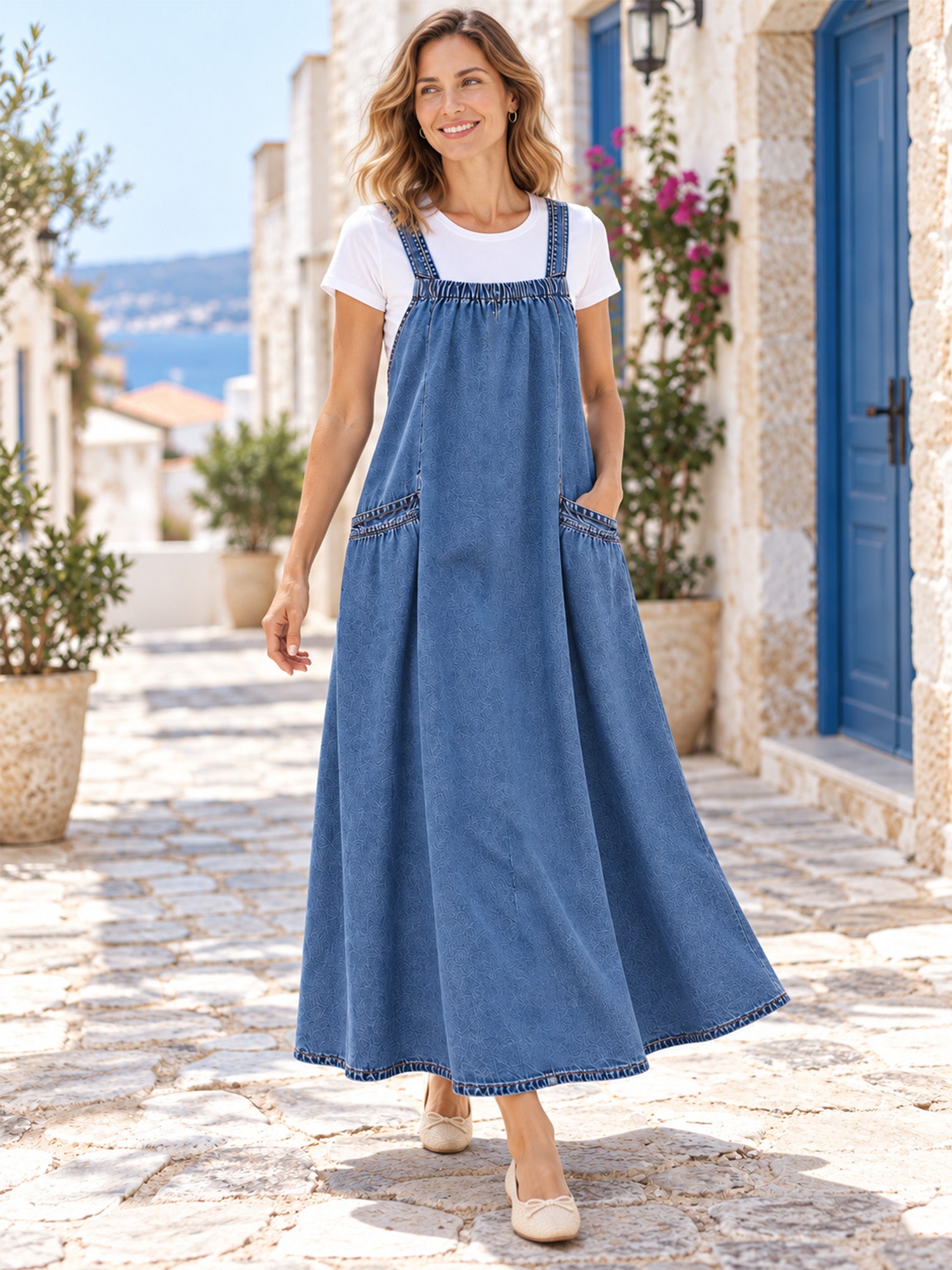 👗 Relaxed Denim, Freedom to Move | Women's Oversized Suspender Maxi Dress