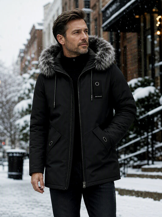 ✨ Men's Windproof Hooded Thermal Mid-Length Parka Jacket