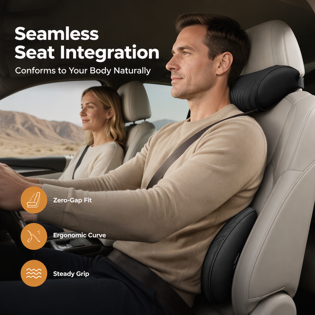 Premium Car Seat Headrest & Lumbar Support Cushion