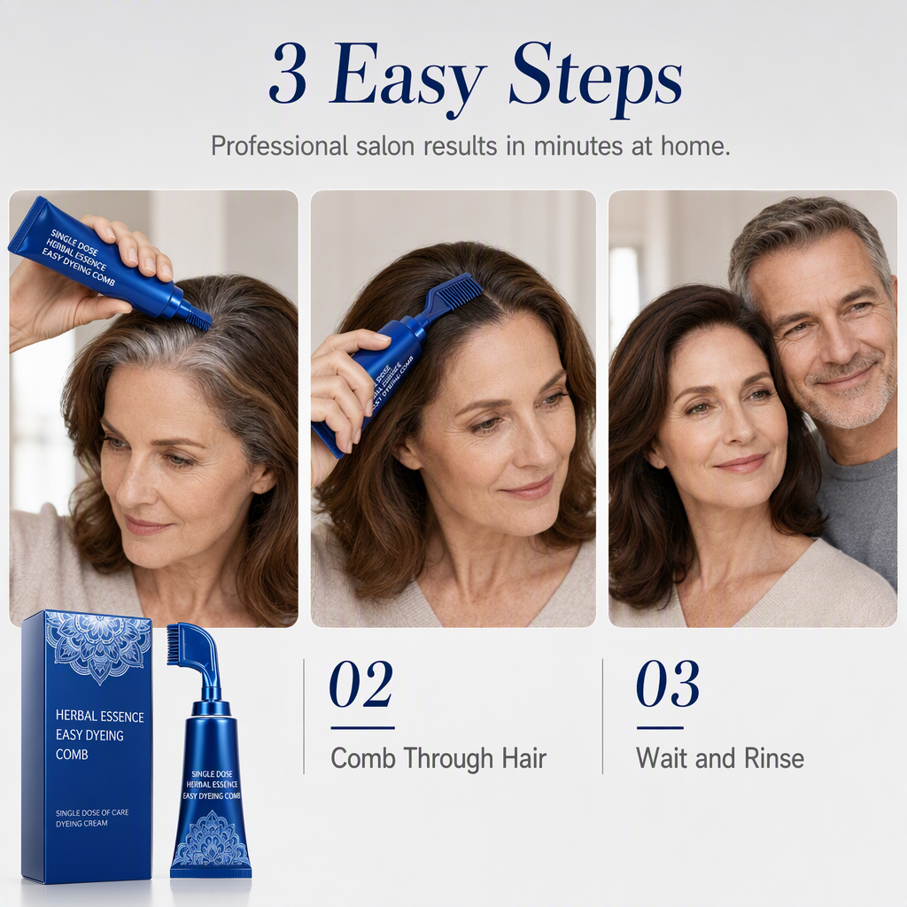 Plant-Based Comb-In Hair Color – 95% Gray Coverage, Ammonia-Free