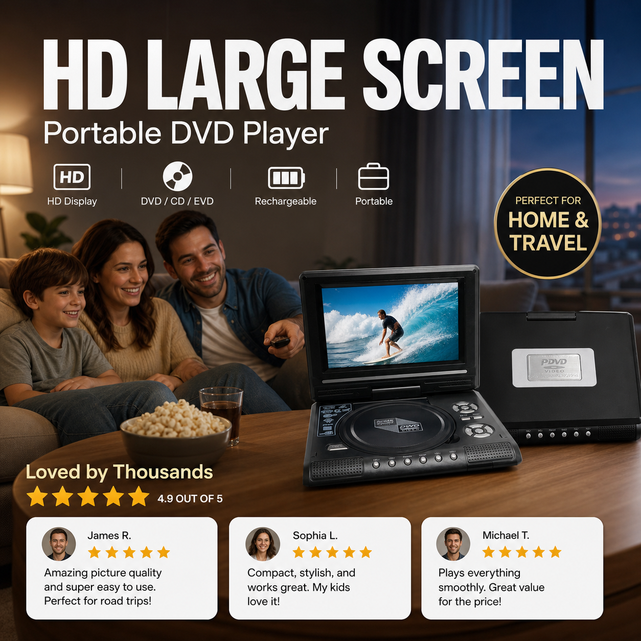 📺 7.8" HD Portable DVD/EVD Player 🔥 50% OFF