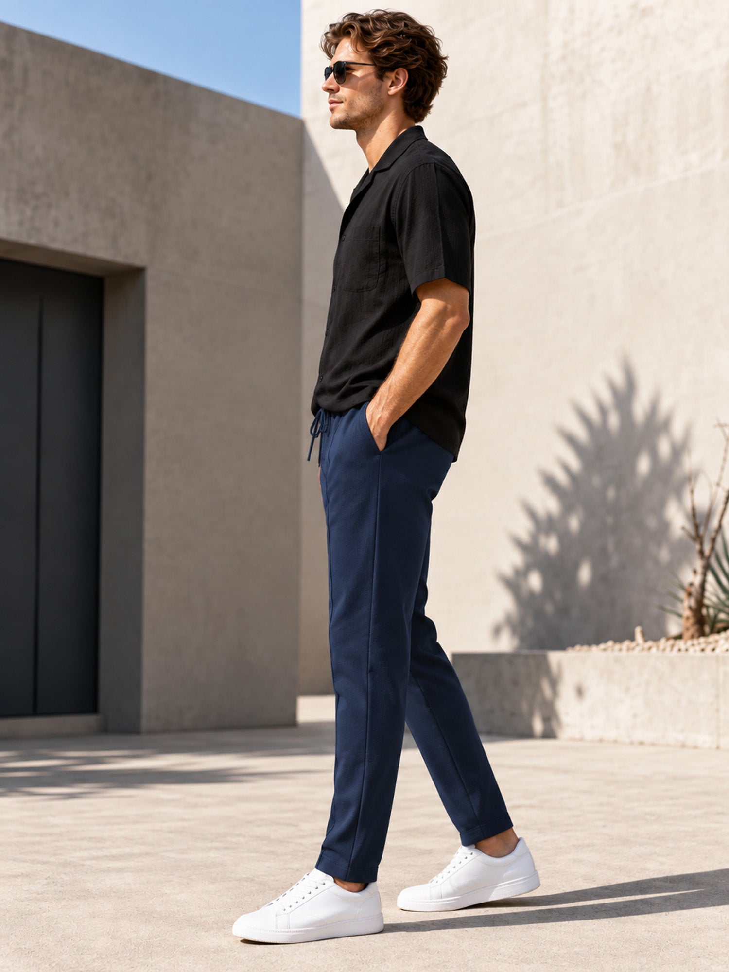 Men's Drawstring Waist Straight-Leg Pants