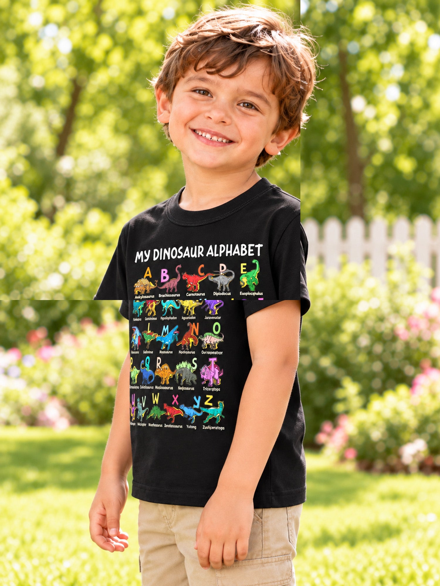 Kids Dinosaur Alphabet Graphic T-Shirt