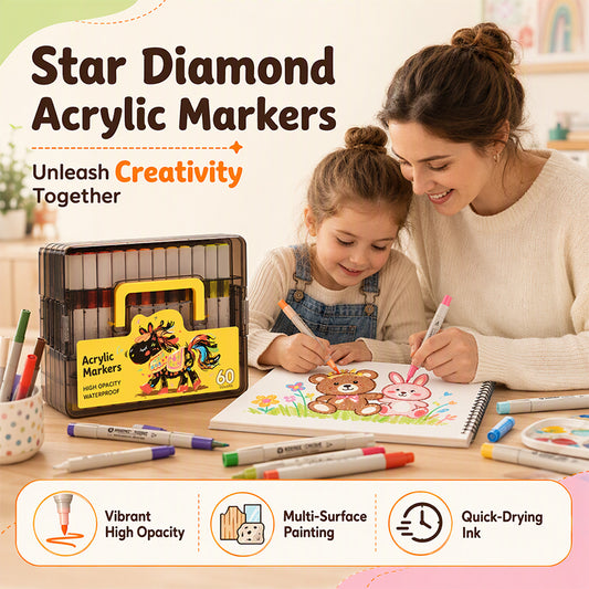 Washable Liquid Acrylic Markers with Soft Brush Tips