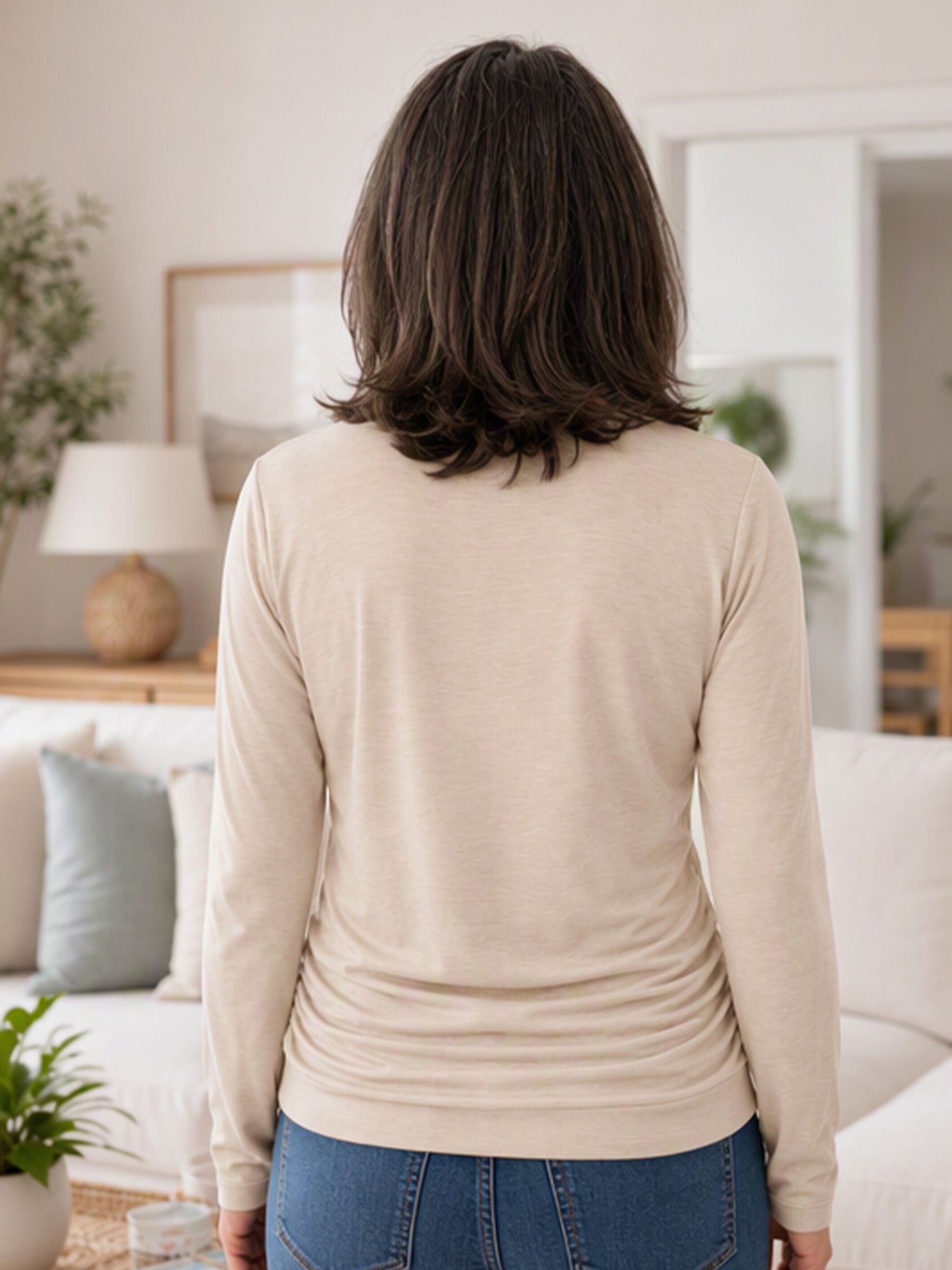 Women's Casual Crewneck Ruched HemTop