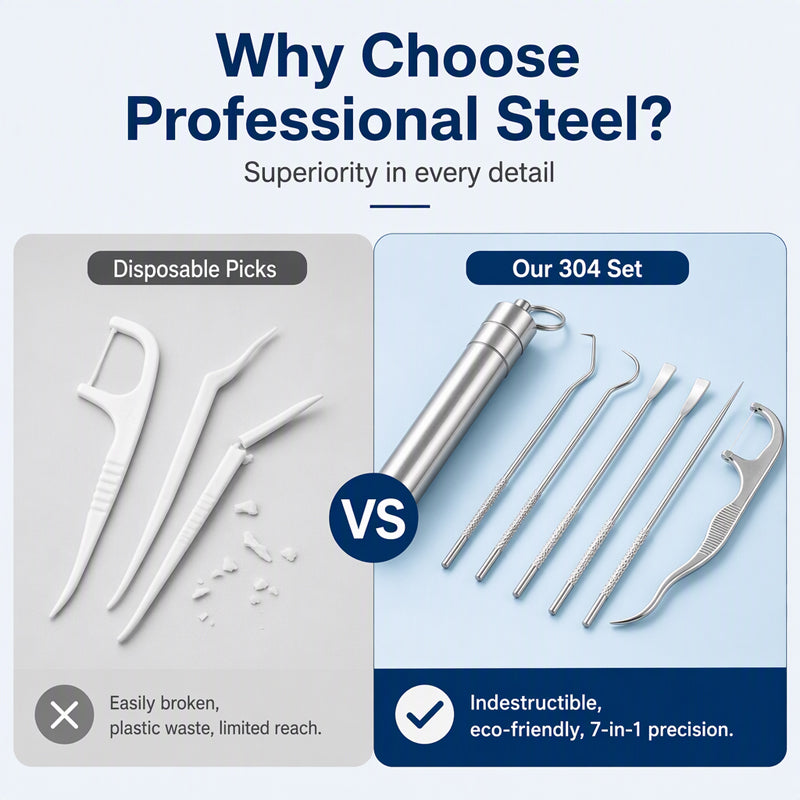 🔥 50% OFF Today! Reusable Stainless Steel Toothpick Set 🦷 Durable & Hygienic