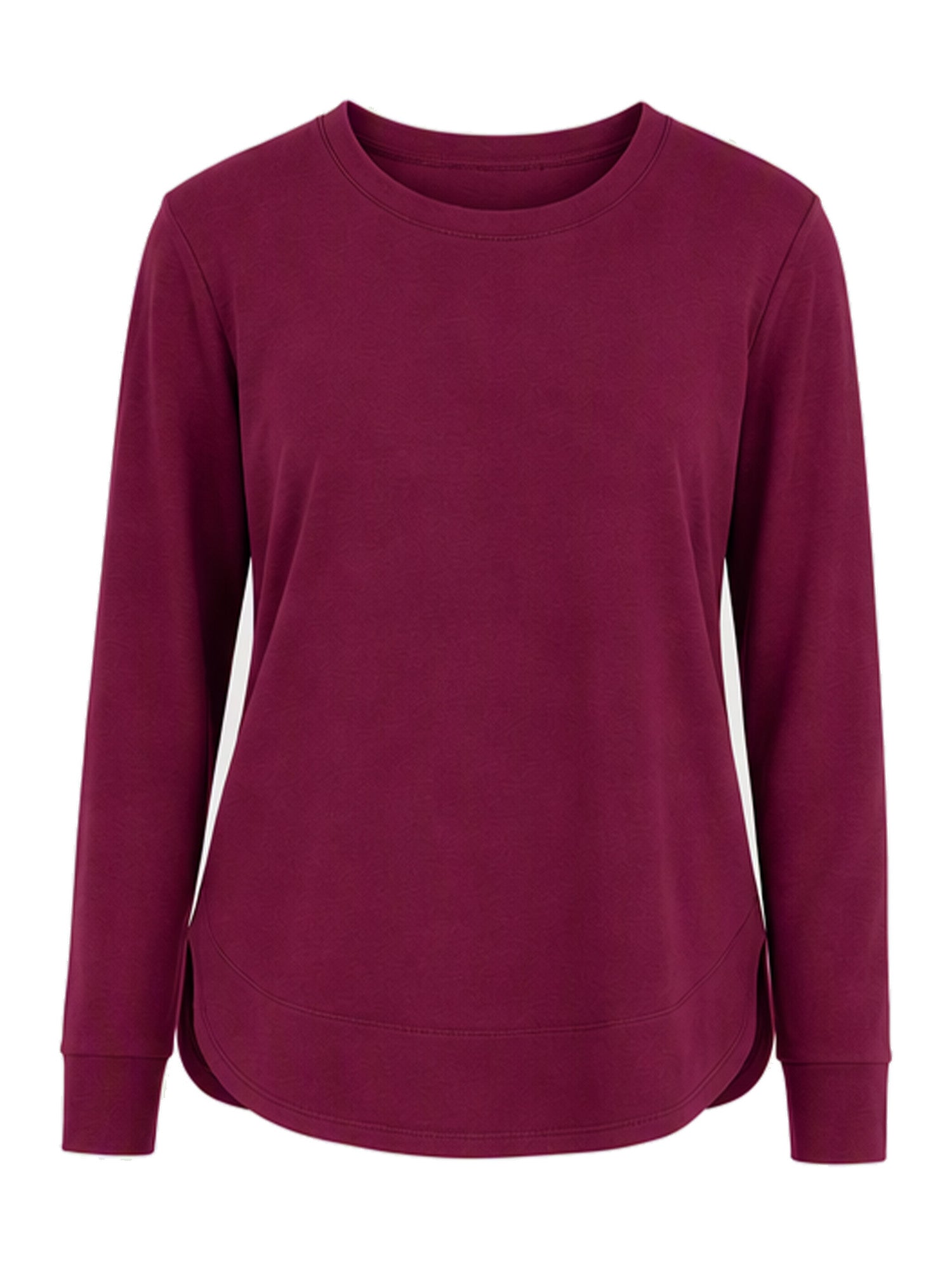Women’s Solid High Low Hem Long-Sleeve Tops
