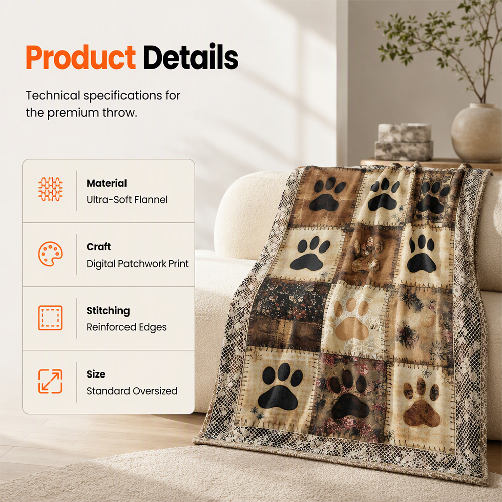 Cute Paw Print Soft Flannel Blanket