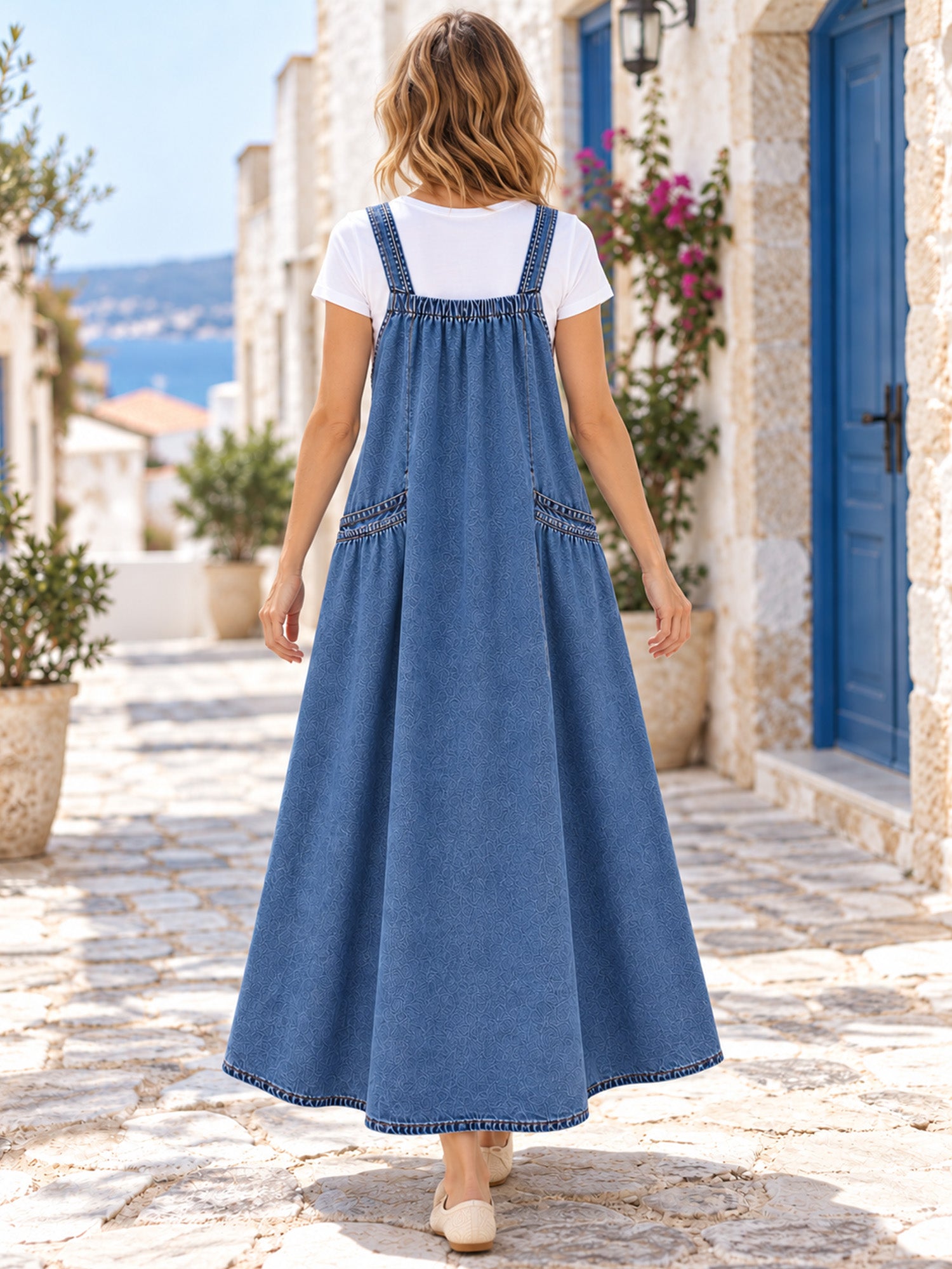 👗 Relaxed Denim, Freedom to Move | Women's Oversized Suspender Maxi Dress