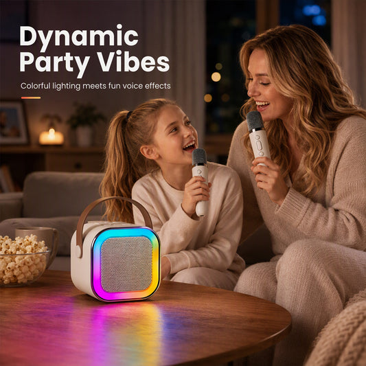 🎉 Jetzt 50% sparen! Kleine Karaoke-Anlage für Kinder mit drahtlosen Mikrofonen – Musik, Spaß & Gesang für zu Hause 🎤✨