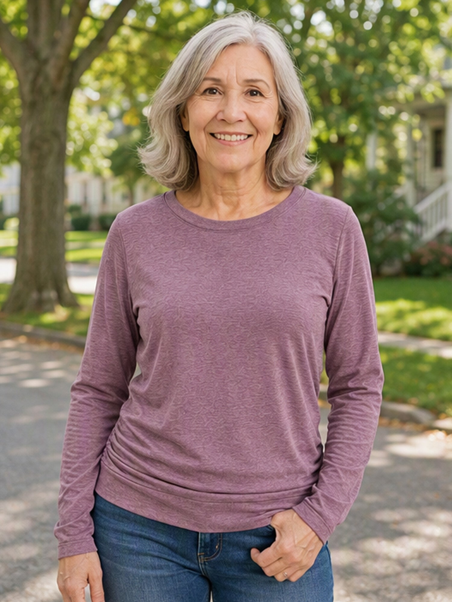Women's Casual Crewneck Ruched HemTop