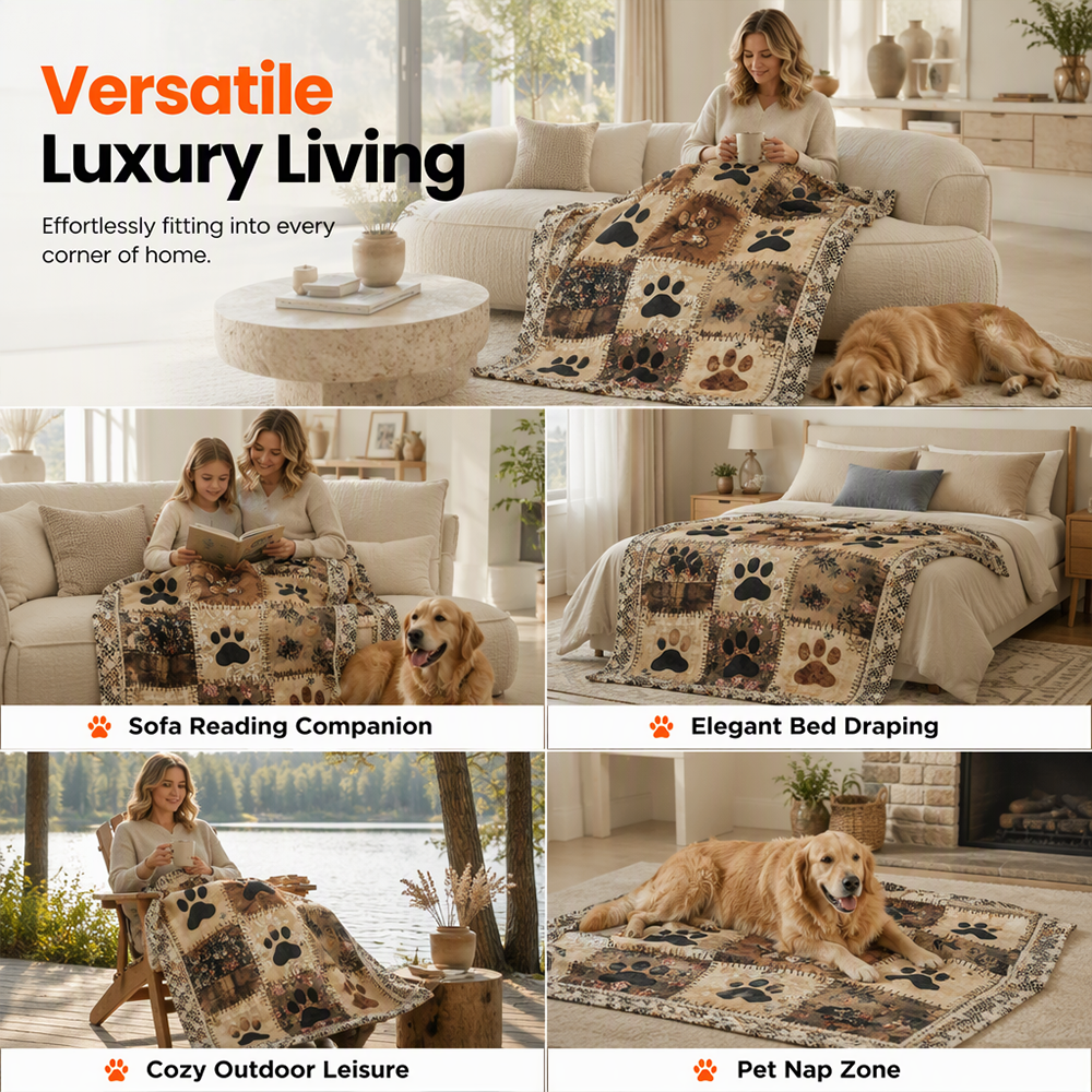 Cute Paw Print Soft Flannel Blanket