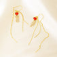 Red Peach Heart with Digital Tassel Earrings