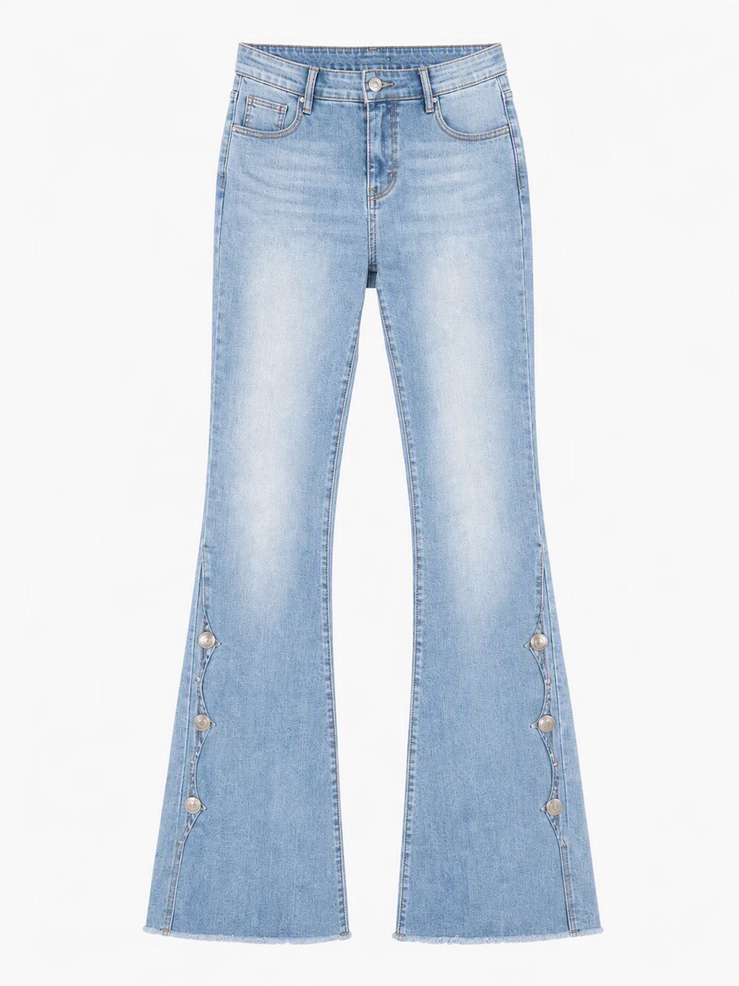 Women High Waisted Distressed Flare Jeans