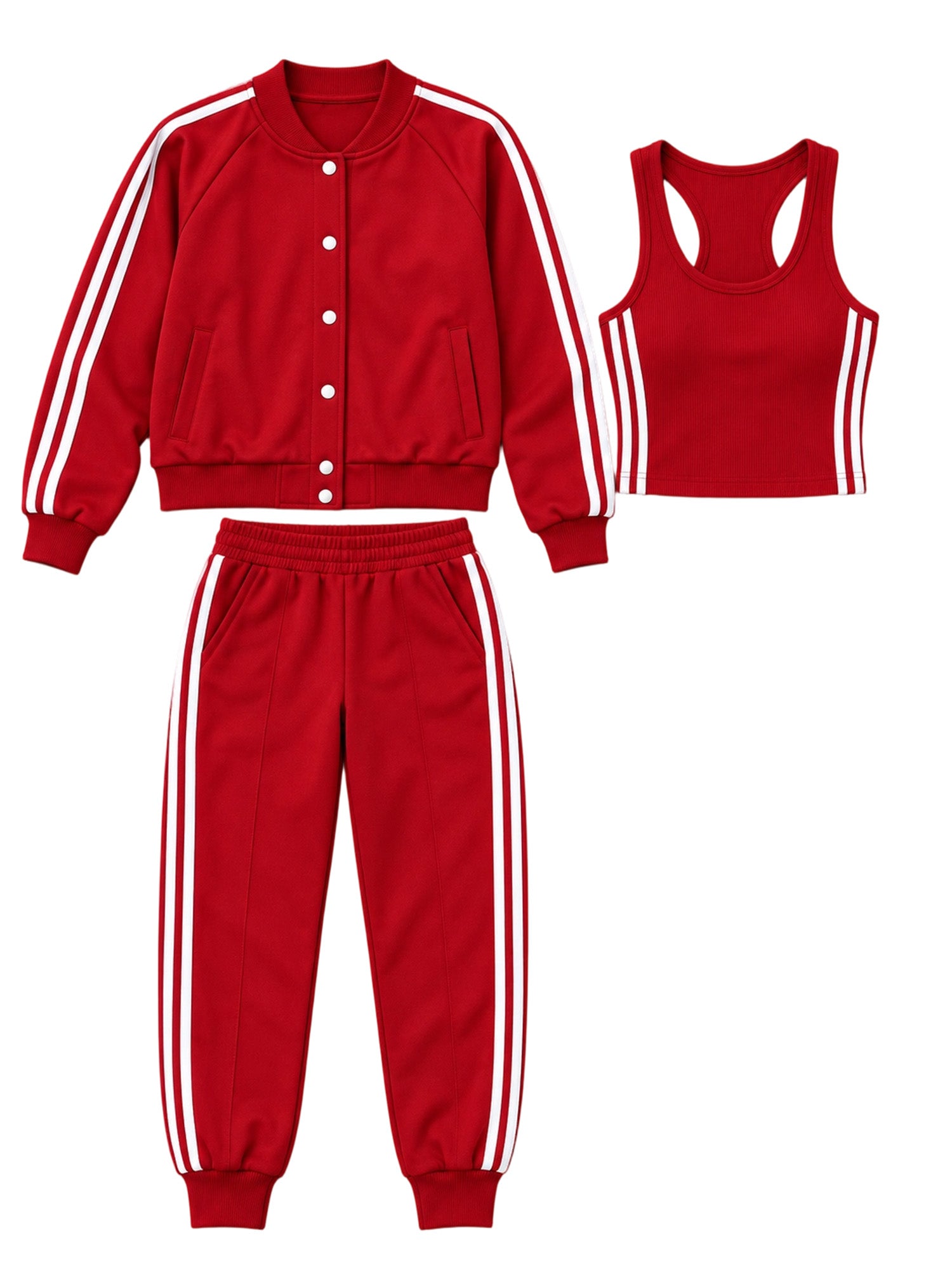 Women's Casual 3-Piece Set - Jacket, Tank Top & Pants