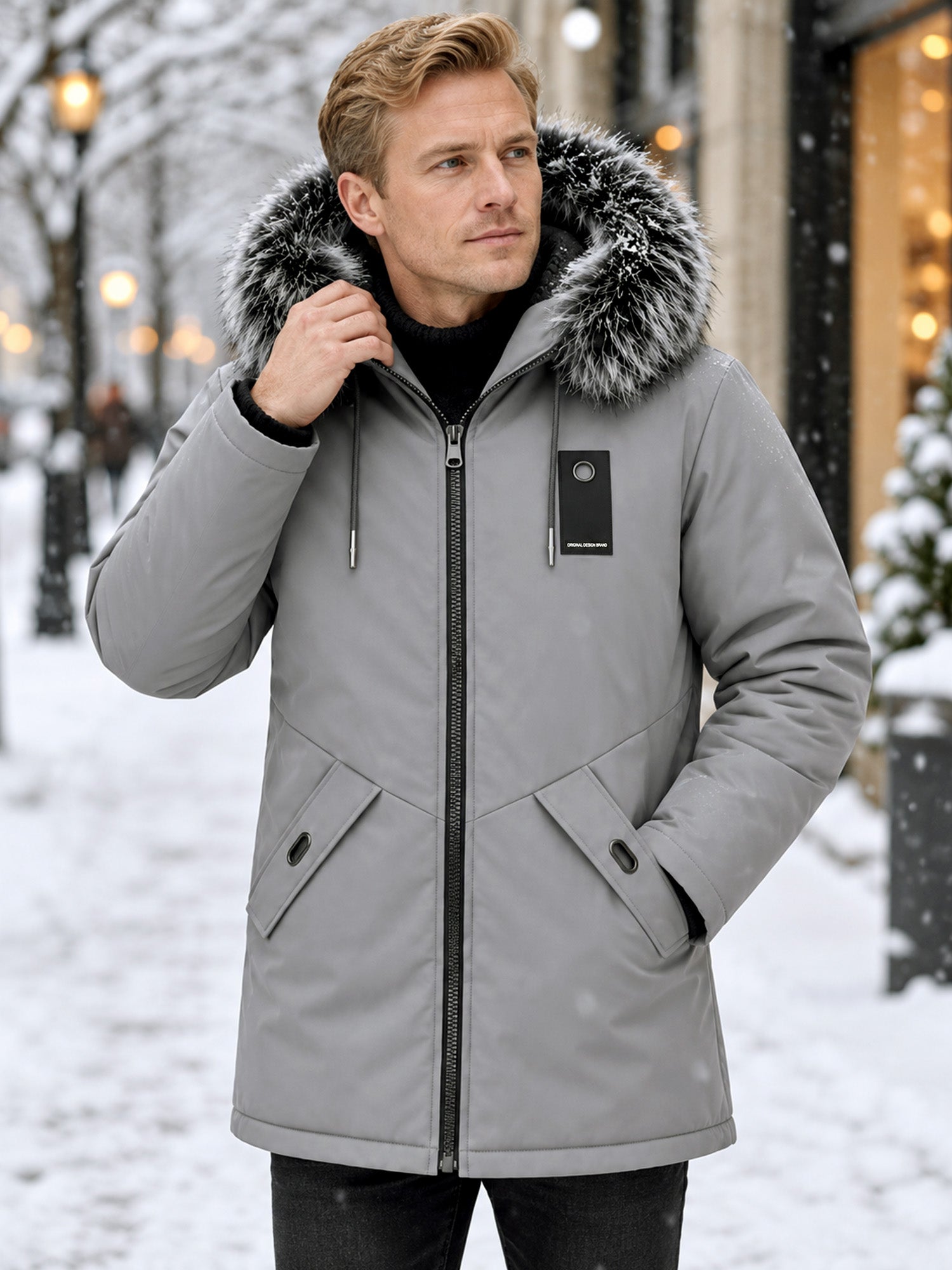 ✨ Men's Windproof Hooded Thermal Mid-Length Parka Jacket