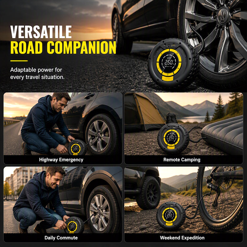 📢📢50% DE RÉDUCTION !! ⏰ 2-en-1 : Aide-démarrage + Gonfleur de pneus 🔋 — Compresseur portable puissant, compact et fiable ⚡ Idéal pour les urgences routières 🛠️
