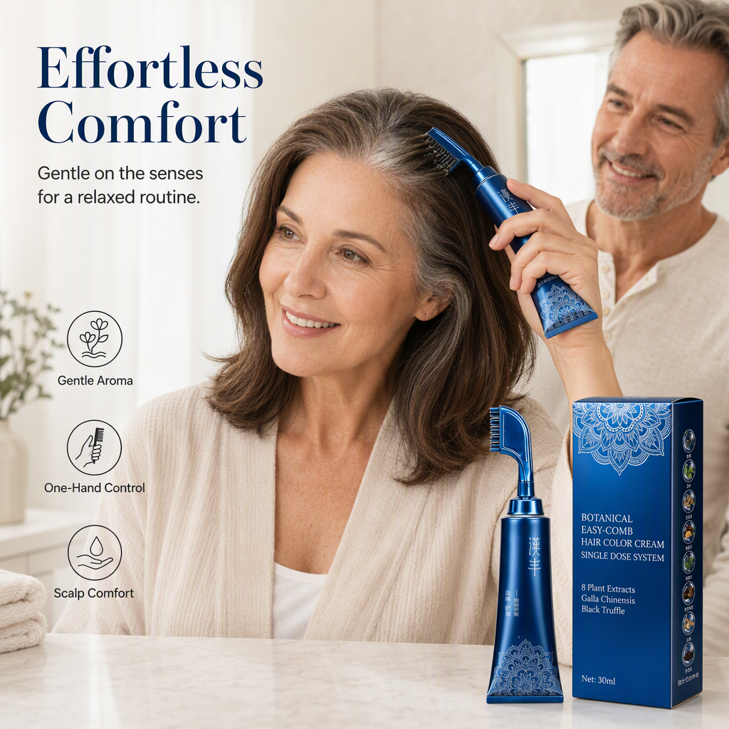 Plant-Based Comb-In Hair Color – 95% Gray Coverage, Ammonia-Free