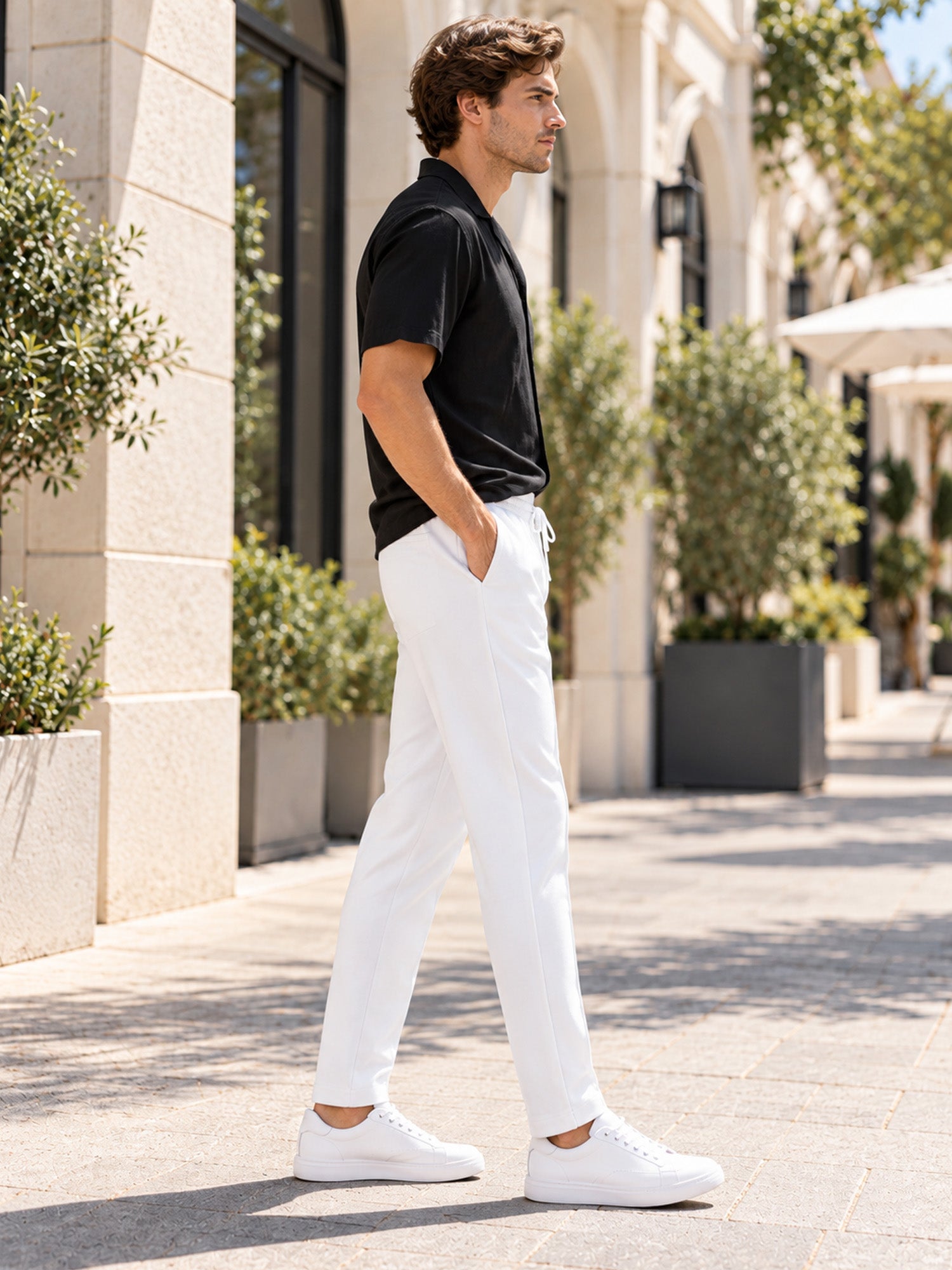 Men's Drawstring Waist Straight-Leg Pants