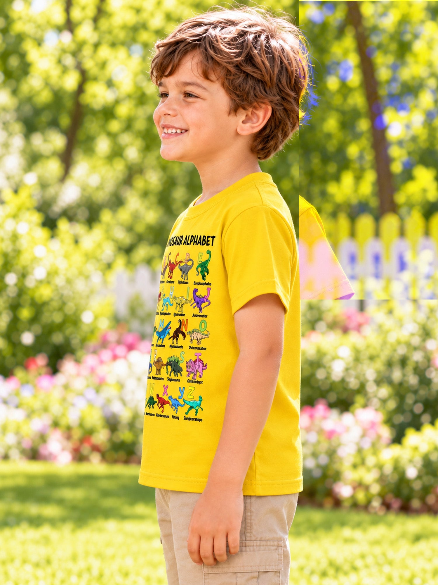 Kids Dinosaur Alphabet Graphic T-Shirt