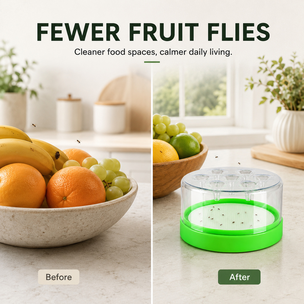 🌿 Reusable Fruit Fly Trap | No Power · No Spray ✅