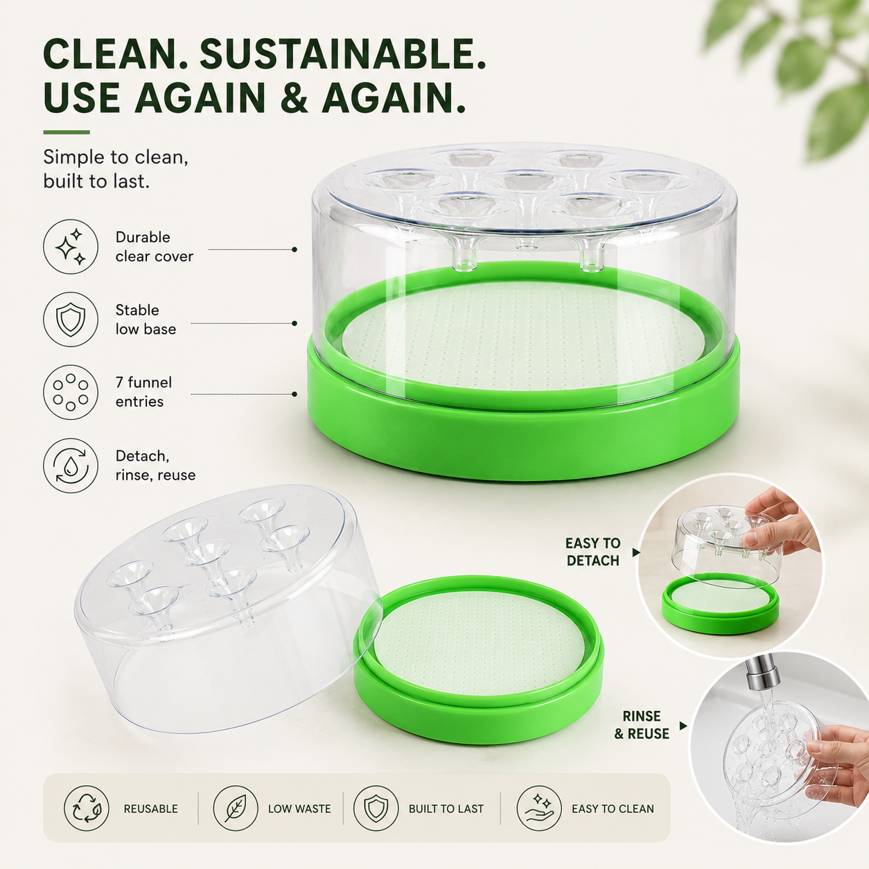 🌿 Reusable Fruit Fly Trap | No Power · No Spray ✅