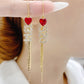 Red Peach Heart with Digital Tassel Earrings
