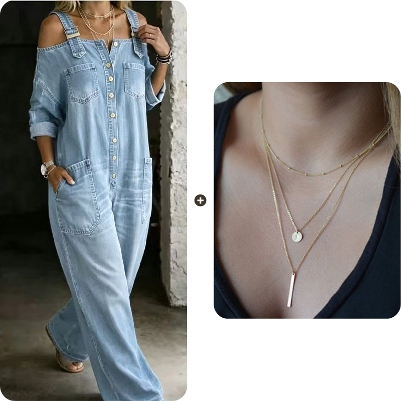 Loose Fit Wide-Leg Overall Jumpsuit with Pockets