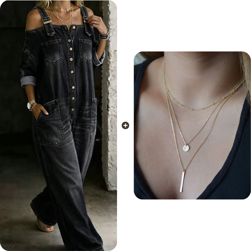 Loose Fit Wide-Leg Overall Jumpsuit with Pockets