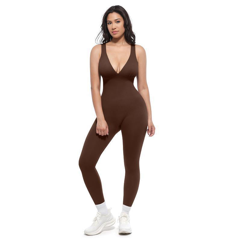 High-Stretch V-Neck Jumpsuit