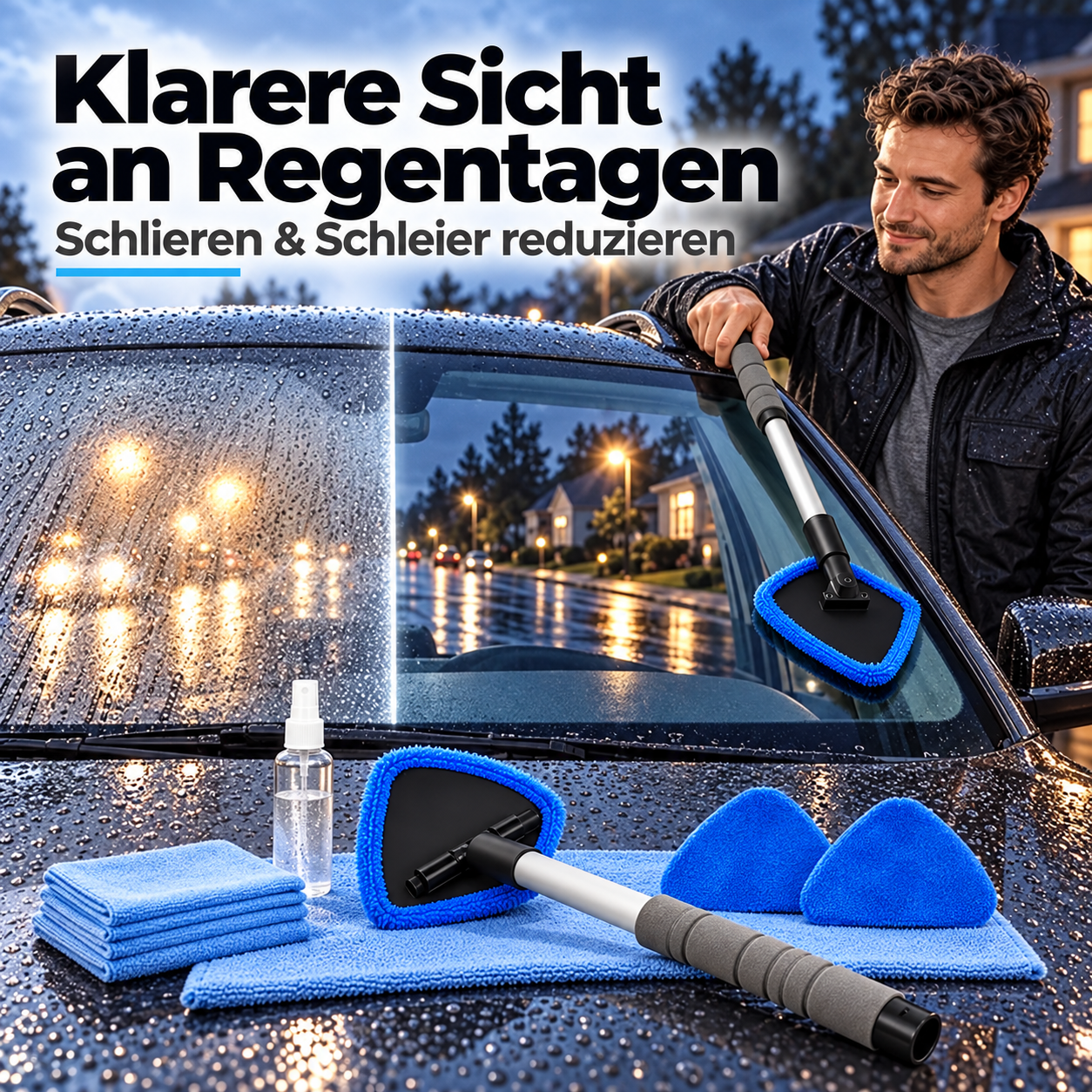 Magnetisk bilrudevasker med to enheder | Rengøringssæt til bilruder uden striber