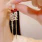 Red Peach Heart with Digital Tassel Earrings