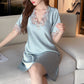 V-Neck Lace Embroidered Nightgown