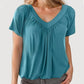 ✨ Hot Sale-50% Discount✨Women's Casual Pleated V-Neck Short-Sleeve Top