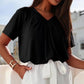 ✨ Hot Sale-50% Discount✨Women's Casual Pleated V-Neck Short-Sleeve Top
