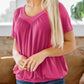 ✨ Hot Sale-50% Discount✨Women's Casual Pleated V-Neck Short-Sleeve Top